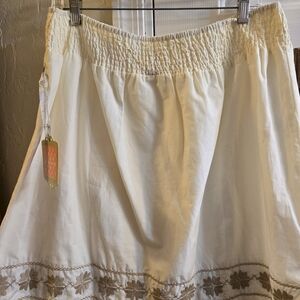 DownEast Basics Folk Tale Skirt White Embroidered Boho Skirt